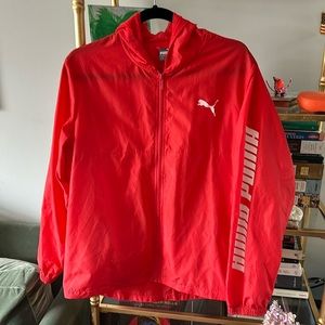 Puma red raincoat jacket size L